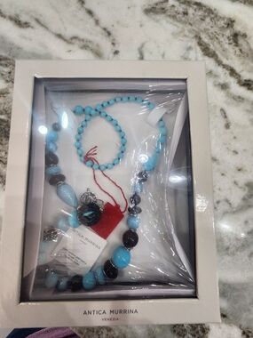 Antica Murrina Blue Bead Necklace and Bracelet Set